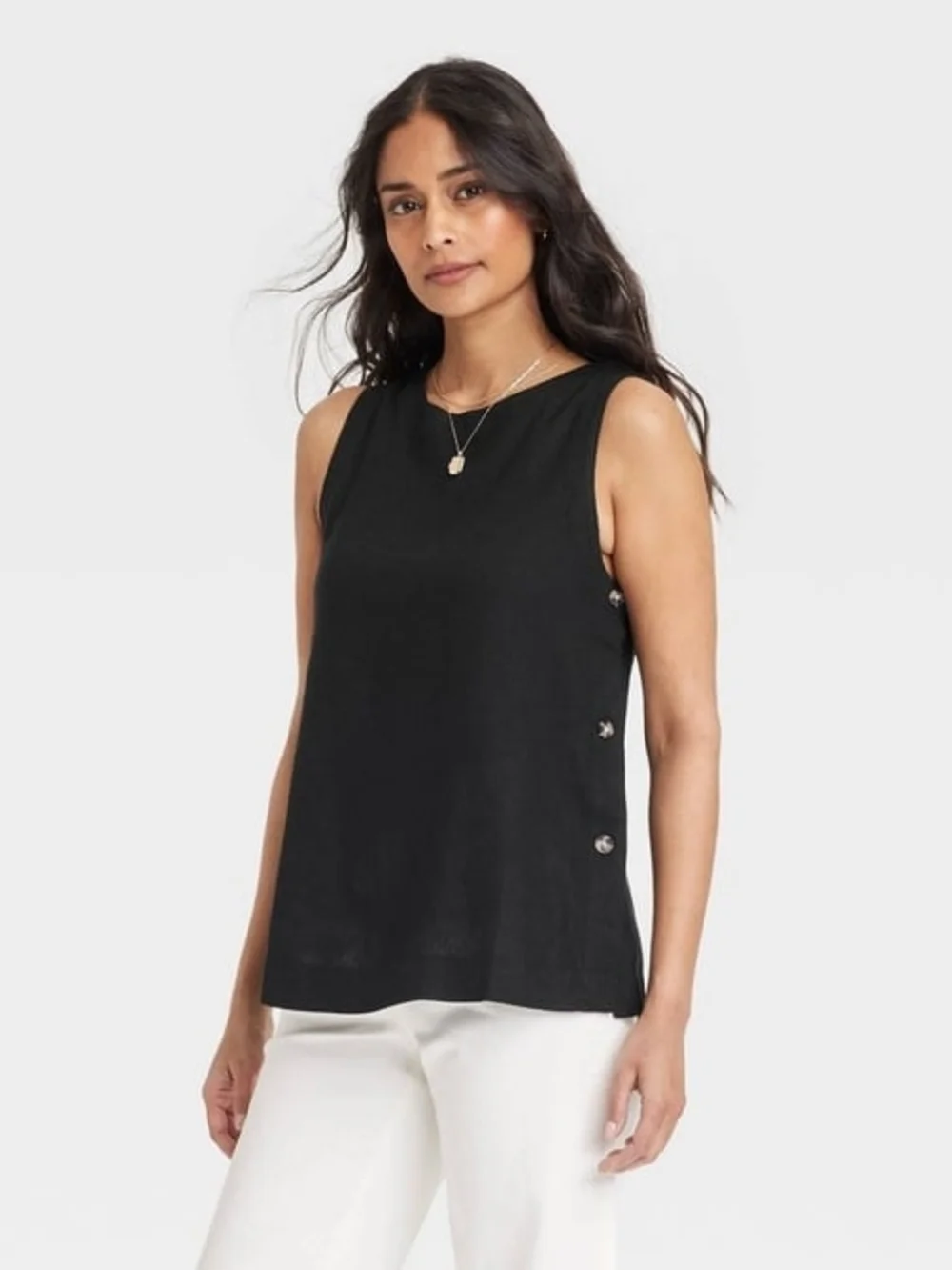 NWT Universal Thread Black Linen Sleeveless Top Size Large - Picture 2 of 3